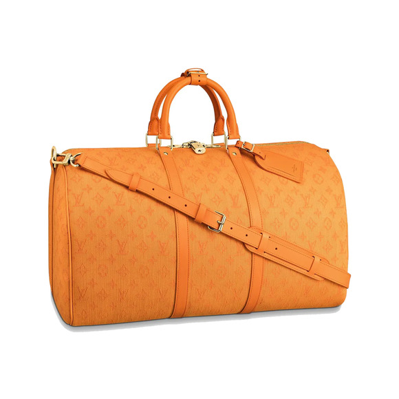 Louis Vuitton Keepall Bandouliere 50 Ocre Orange Denim Duffle Weekend Travel Bag - Picture 1 of 11